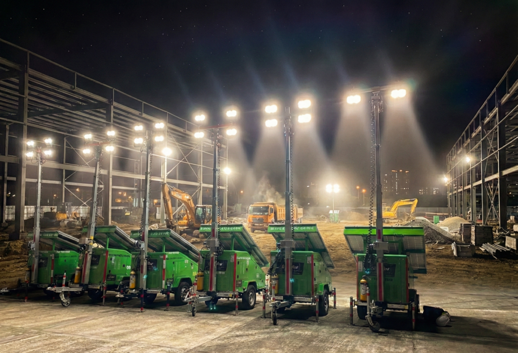 torre de iluminación solar en obra torre de iluminación solar en obra